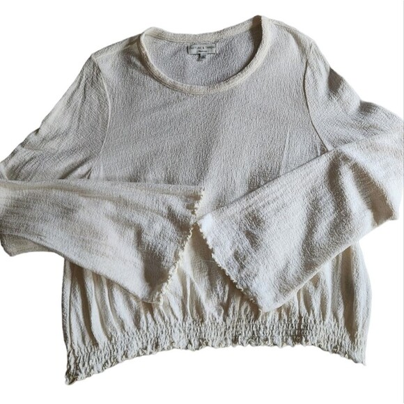 Madewell Top Textured Crinkle Cotton Fairy‎ Bell Sleeve Boho Indie White XL - Picture 8 of 14